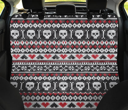Skull Knitted Pattern Print Pet Car Back Seat Cover