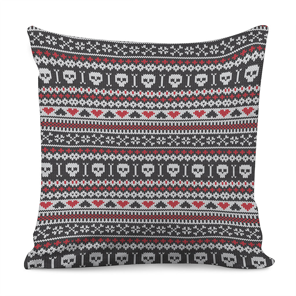 Skull Knitted Pattern Print Pillow Cover