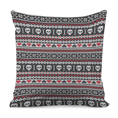Skull Knitted Pattern Print Pillow Cover