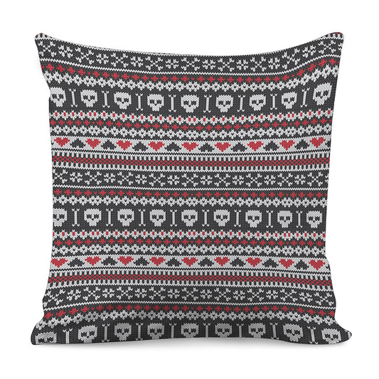Skull Knitted Pattern Print Pillow Cover
