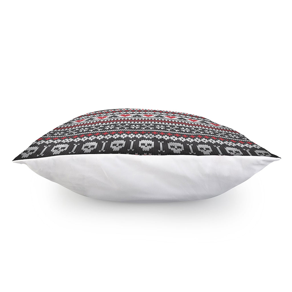 Skull Knitted Pattern Print Pillow Cover