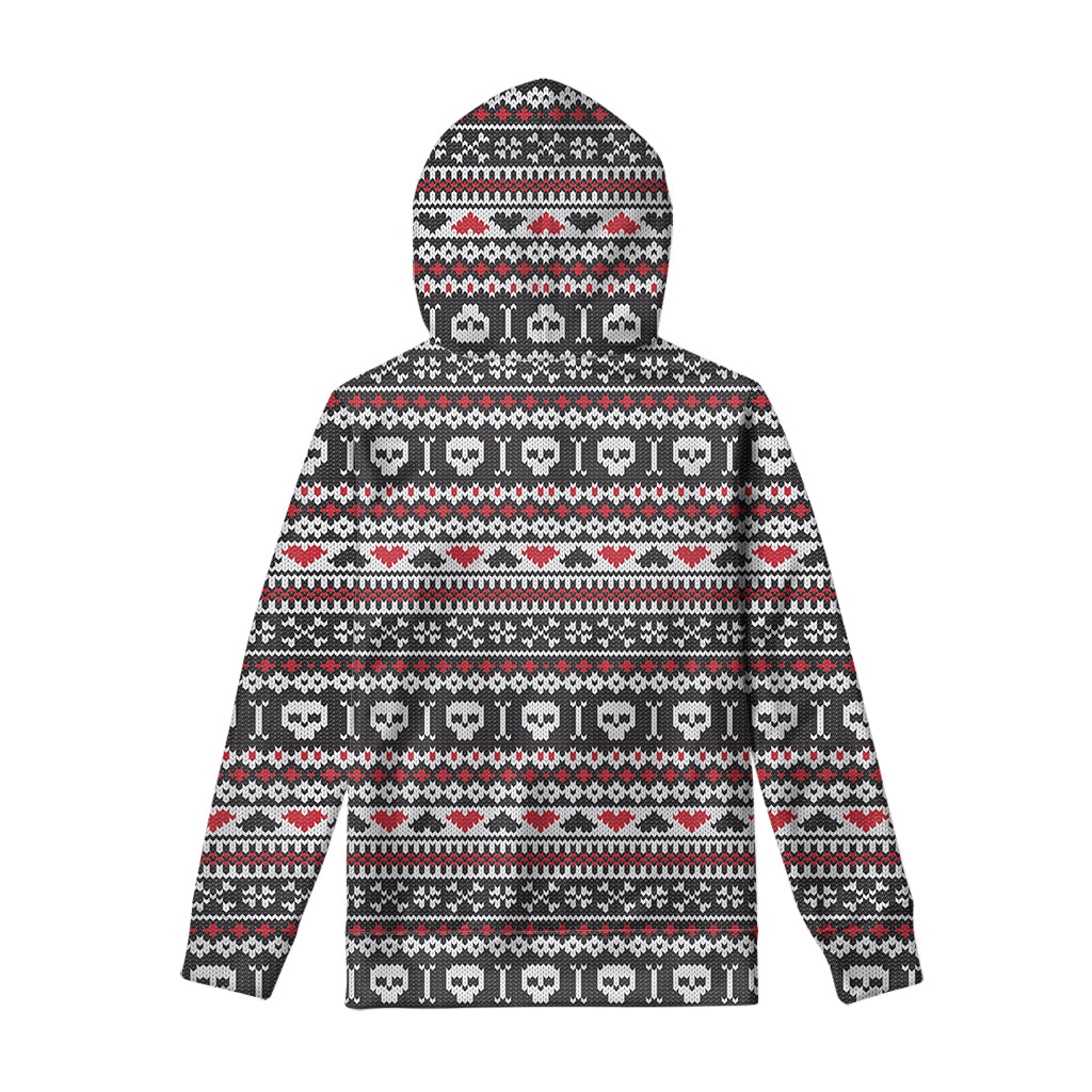 Skull Knitted Pattern Print Pullover Hoodie