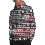 Skull Knitted Pattern Print Pullover Hoodie