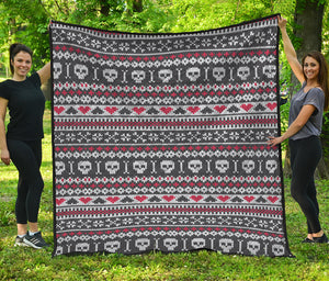 Skull Knitted Pattern Print Quilt