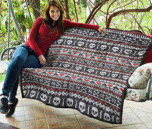 Skull Knitted Pattern Print Quilt