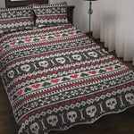 Skull Knitted Pattern Print Quilt Bed Set