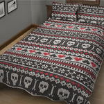 Skull Knitted Pattern Print Quilt Bed Set