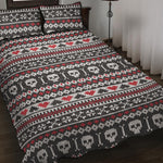 Skull Knitted Pattern Print Quilt Bed Set