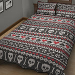 Skull Knitted Pattern Print Quilt Bed Set