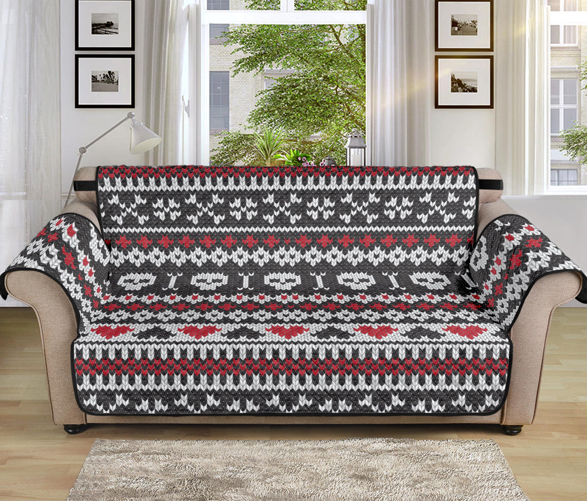 Skull Knitted Pattern Print Sofa Protector