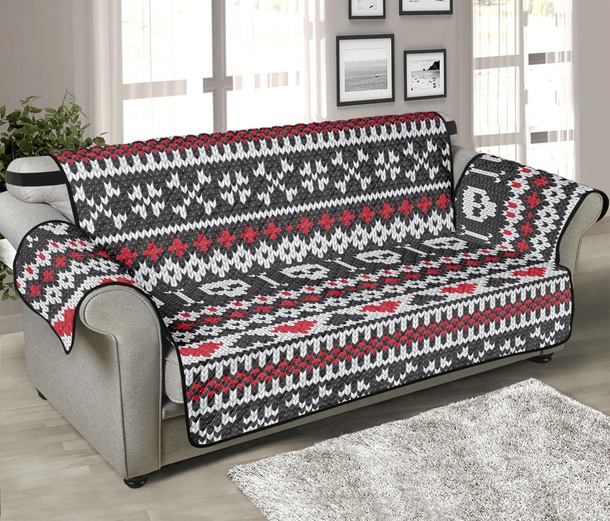 Skull Knitted Pattern Print Sofa Protector