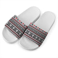 Skull Knitted Pattern Print White Slide Sandals