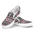 Skull Knitted Pattern Print White Slip On Sneakers