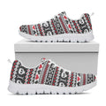 Skull Knitted Pattern Print White Running Shoes