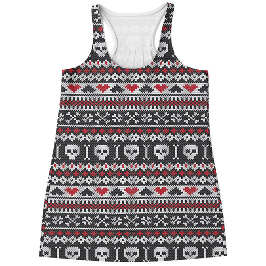 Skull Knitted Pattern Print Women's Racerback Tank Top