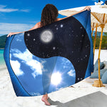 Sky And Space Yin Yang Print Beach Sarong Wrap