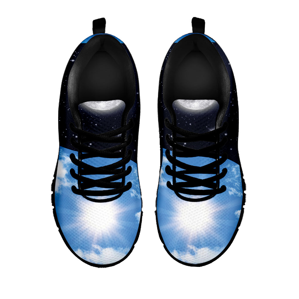 Sky And Space Yin Yang Print Black Sneakers