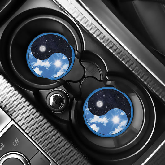 Sky And Space Yin Yang Print Car Coasters