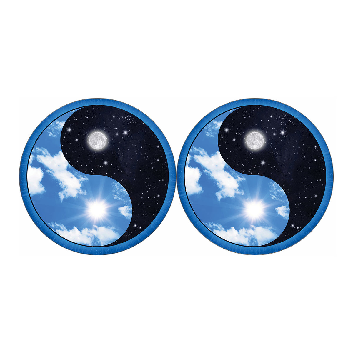 Sky And Space Yin Yang Print Car Coasters
