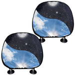 Sky And Space Yin Yang Print Car Headrest Covers