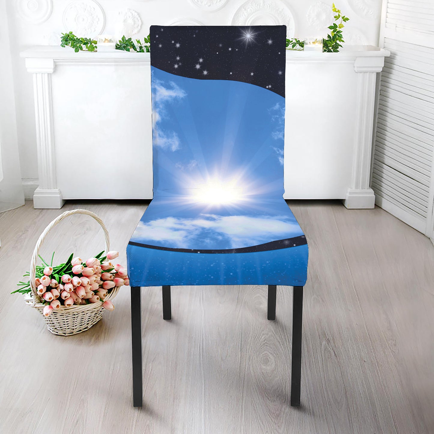 Sky And Space Yin Yang Print Dining Chair Slipcover