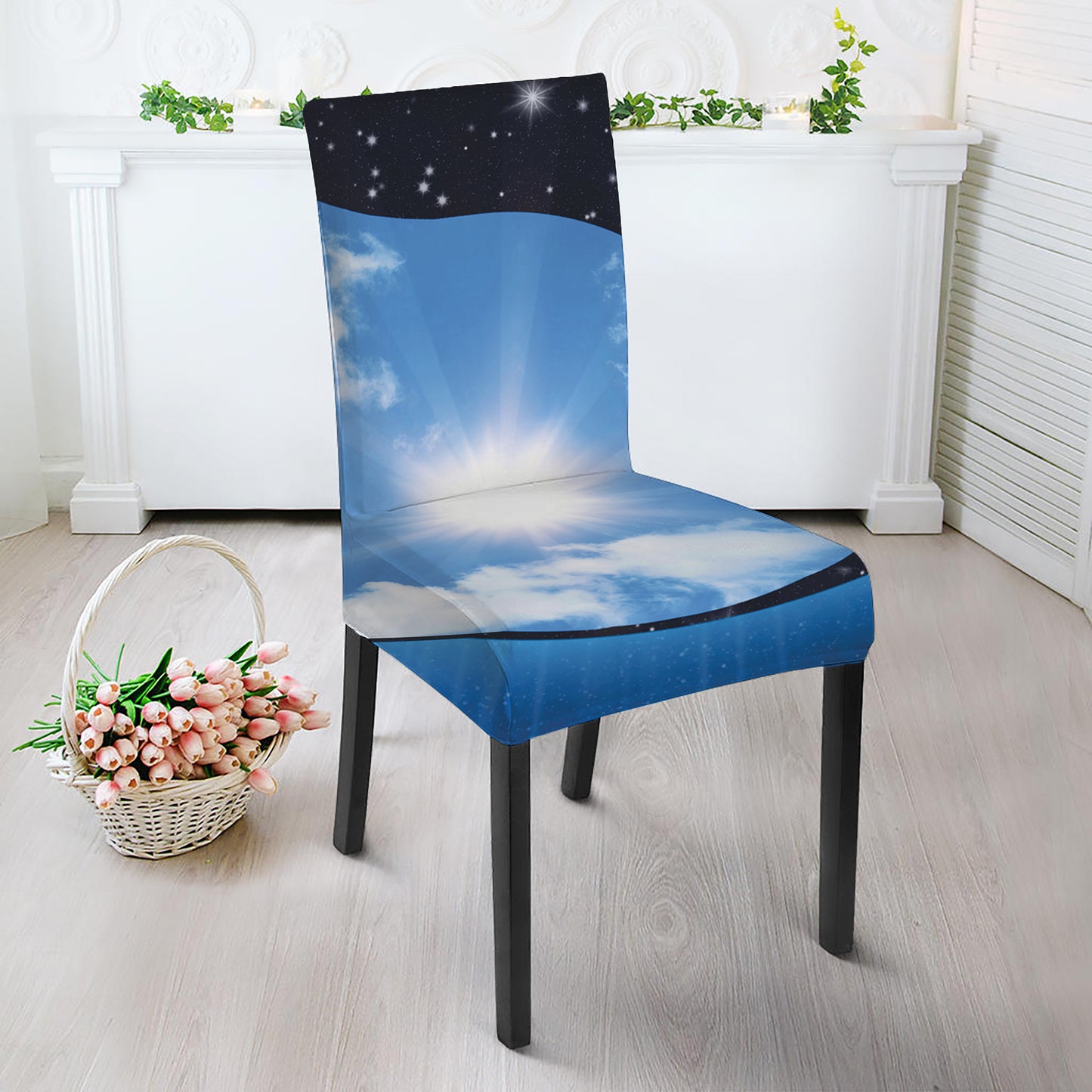Sky And Space Yin Yang Print Dining Chair Slipcover