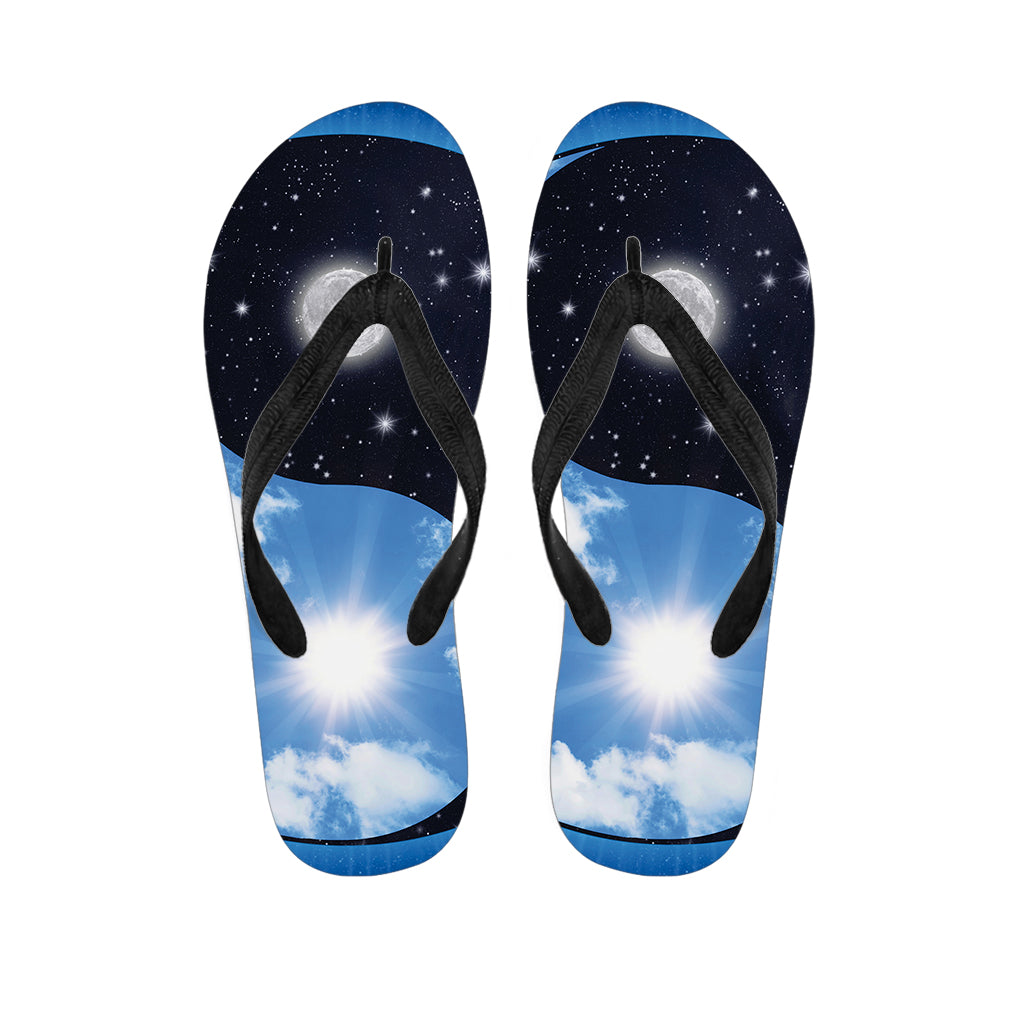Sky And Space Yin Yang Print Flip Flops