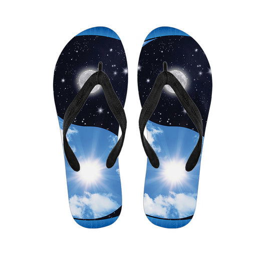 Sky And Space Yin Yang Print Flip Flops