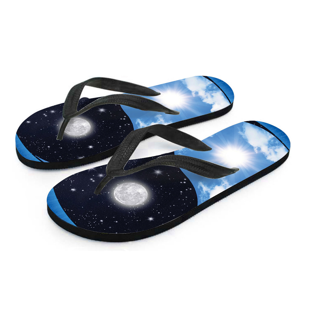 Sky And Space Yin Yang Print Flip Flops