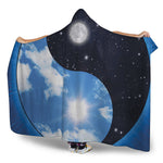 Sky And Space Yin Yang Print Hooded Blanket