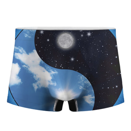Sky And Space Yin Yang Print Men's Boxer Briefs