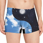 Sky And Space Yin Yang Print Men's Boxer Briefs