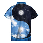 Sky And Space Yin Yang Print Men's Short Sleeve Shirt