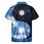 Sky And Space Yin Yang Print Men's Short Sleeve Shirt