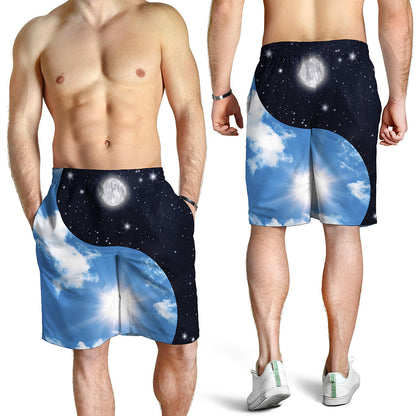 Sky And Space Yin Yang Print Men's Shorts