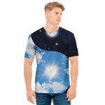Sky And Space Yin Yang Print Men's T-Shirt