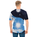 Sky And Space Yin Yang Print Men's T-Shirt