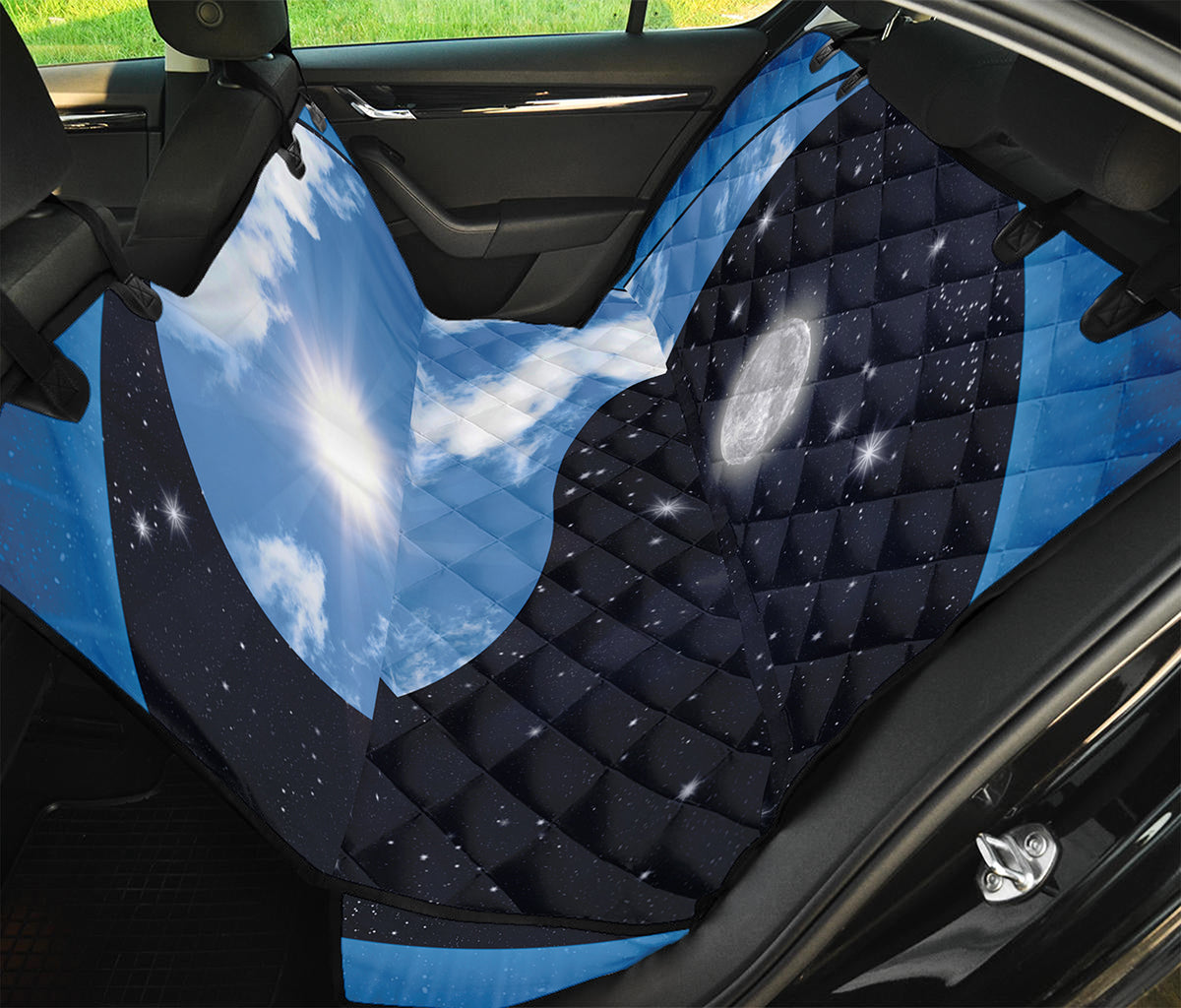 Sky And Space Yin Yang Print Pet Car Back Seat Cover