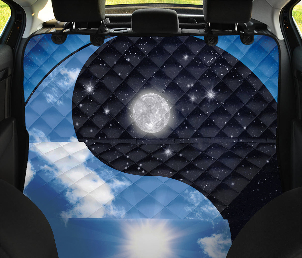 Sky And Space Yin Yang Print Pet Car Back Seat Cover