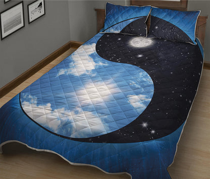 Sky And Space Yin Yang Print Quilt Bed Set