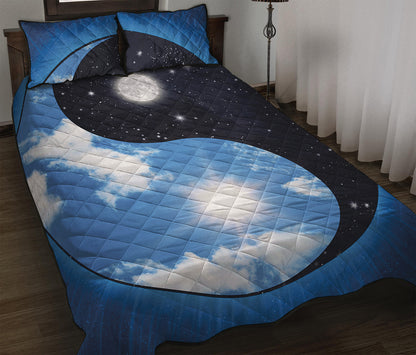 Sky And Space Yin Yang Print Quilt Bed Set