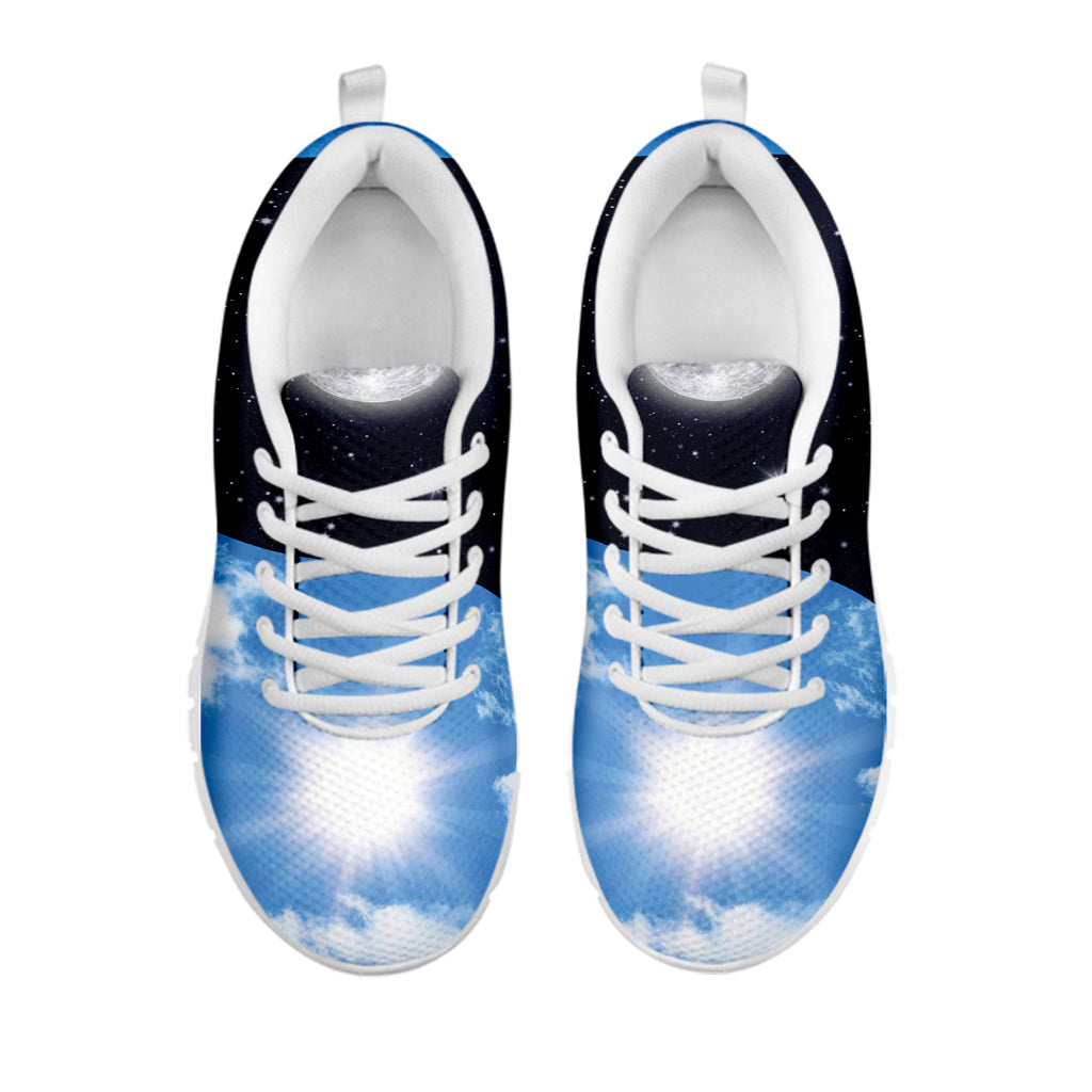 Sky And Space Yin Yang Print White Sneakers