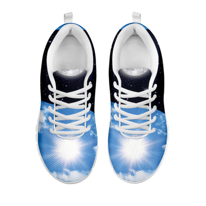 Sky And Space Yin Yang Print White Sneakers