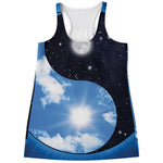 Sky And Space Yin Yang Print Women's Racerback Tank Top