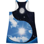 Sky And Space Yin Yang Print Women's Racerback Tank Top