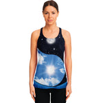 Sky And Space Yin Yang Print Women's Racerback Tank Top