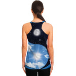 Sky And Space Yin Yang Print Women's Racerback Tank Top