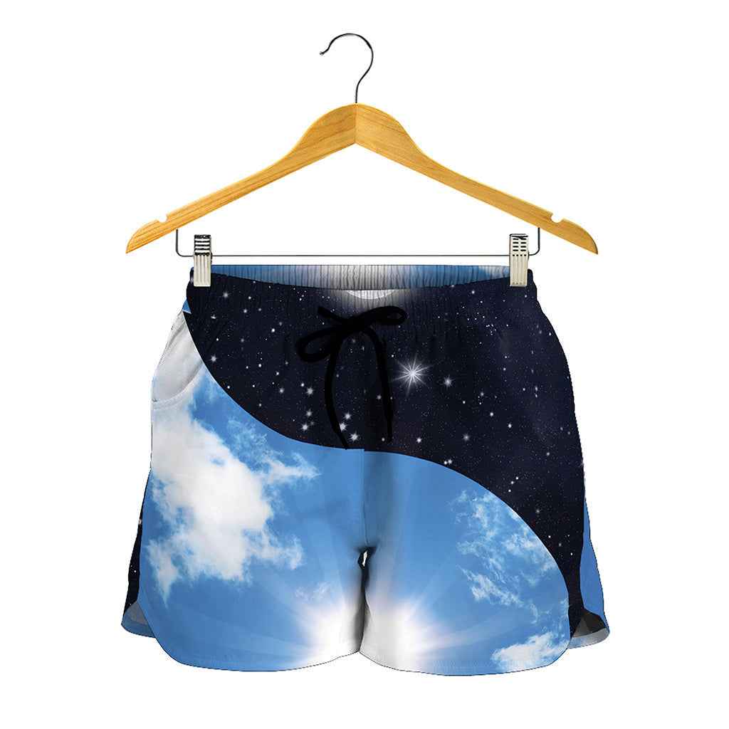 Sky And Space Yin Yang Print Women's Shorts