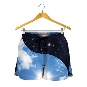 Sky And Space Yin Yang Print Women's Shorts