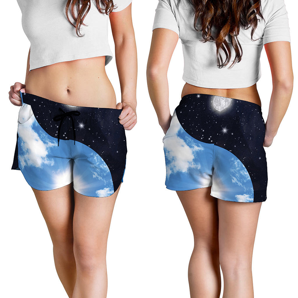 Sky And Space Yin Yang Print Women's Shorts